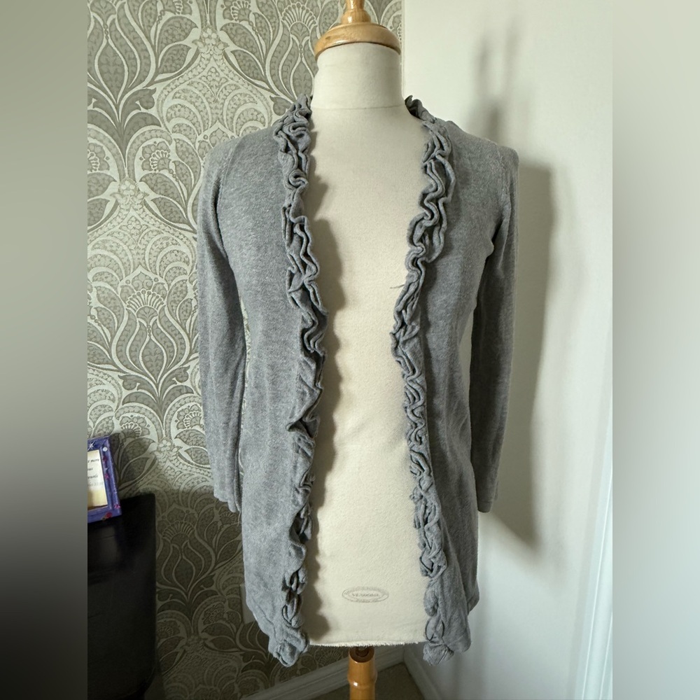Cherokee Gray kids Cardigan with Ruffle Trim